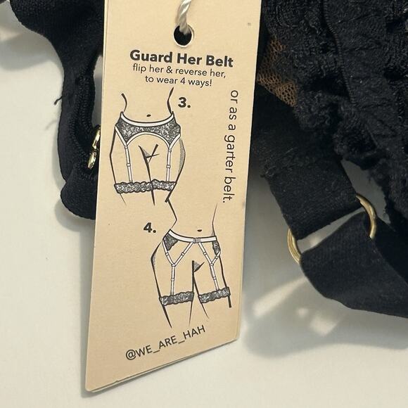 We Are HAH/Free People Guard Her Convertible Bra Garter Set Noir Black Lace Sm - Picture 9 of 11
